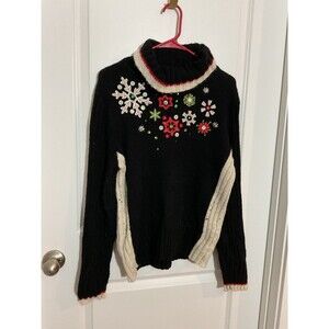 Ugly Christmas Sweater Women’s Large Black Turtleneck Red‎ Christopher Banks